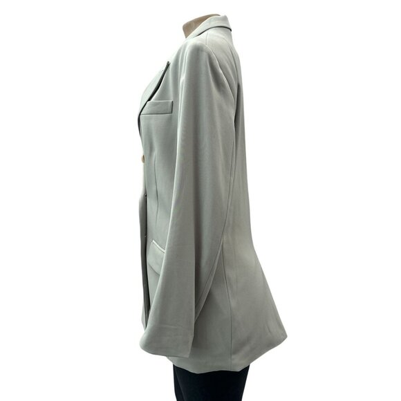 H&M Womens Blazer Jacket Career Long Sleeve Double-Breasted Pockets Light Gray S - Picture 3 of 13